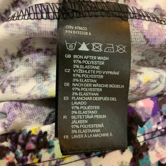 H&M Black Purple Splatter Floral Print Shift Dress Medium - Picture 12 of 12
